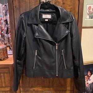 Michael Kors Faux Leather Jacket, Black - Size L